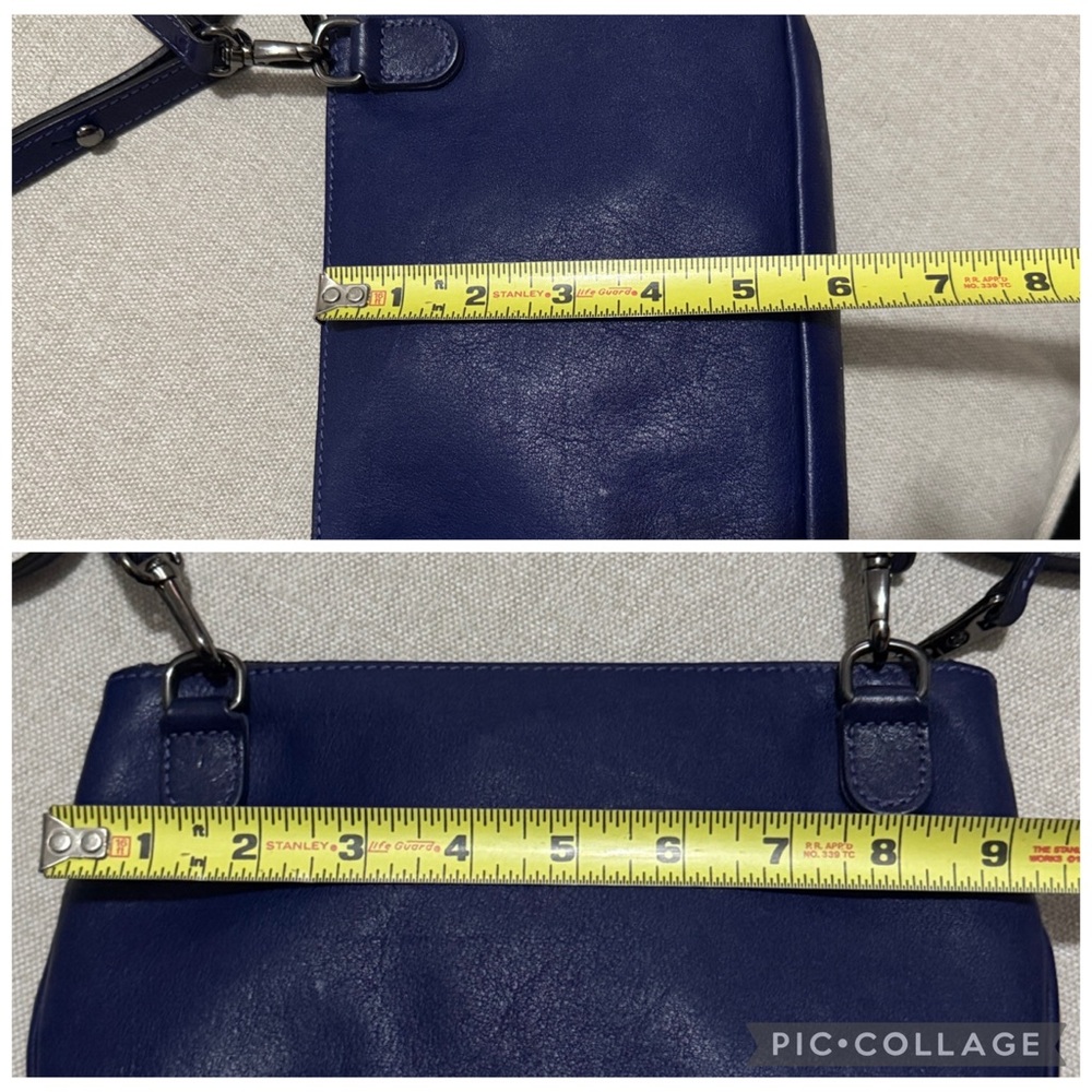 Like New Longchamp 3D Leather Crossbody Blue In Sapphire Color-Gunmetal Hardware - Picture 14 of 16